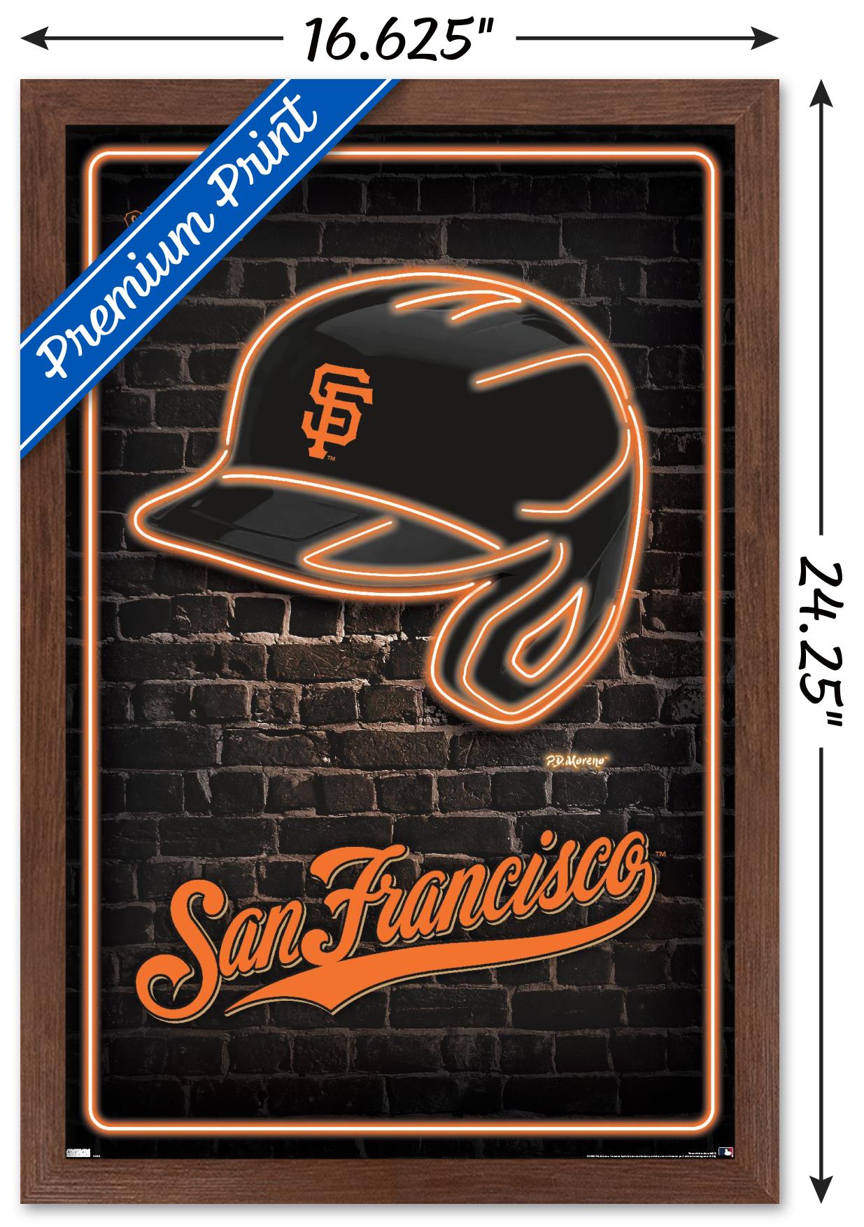 MLB San Franciso Giants - Neon Helmet 23 Wall Poster, 14.725" x 22.375" Framed