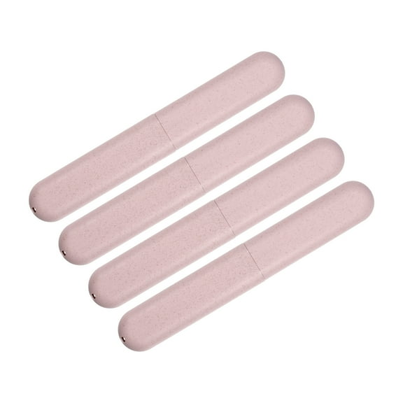 Unique Bargains 4Pcs Traveling Toothbrush Holders Case for Travel Pink 8.07"x1.22"x0.83"