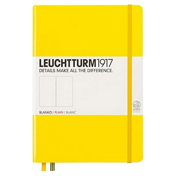 LEUCHTTURM1917 - Medium A5 Plain Hardcover Notebook (Lemon) - 251 Numbered Pages