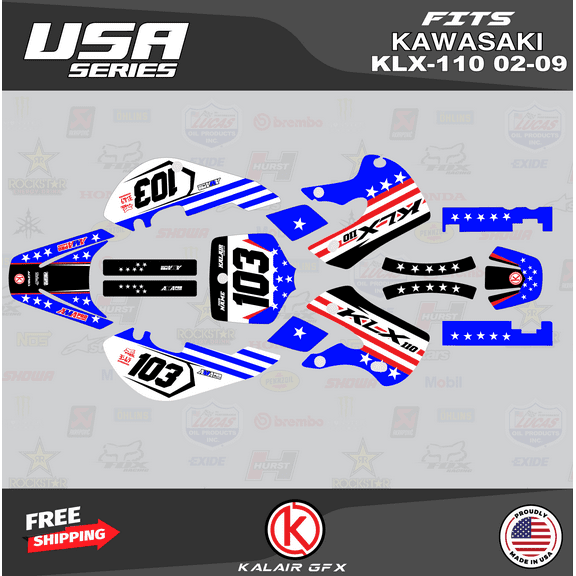 Kalair GFX Graphics Kit for Kawasaki KLX110 (2002-2009) Usa Series