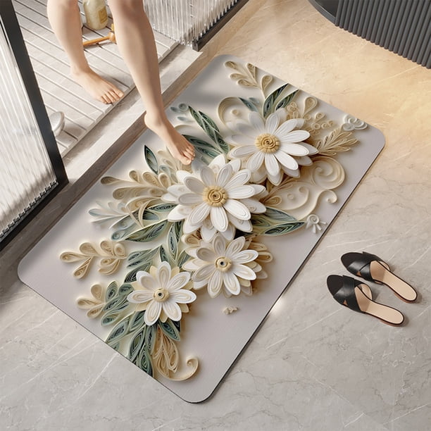 Alfombrilla de baño de diatomita | Alfombrilla antideslizante de secado rápido para baño y ducha con microfibra suave y absorbente