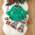 thumbnail image 2 of Gerichy Toddler Baby Girl Clothes Set Ruffles Long Sleeve Tops Dress Xmas Bell Bottoms Outfits Spring Fall Winter Clothes 1T-6T, 2 of 7