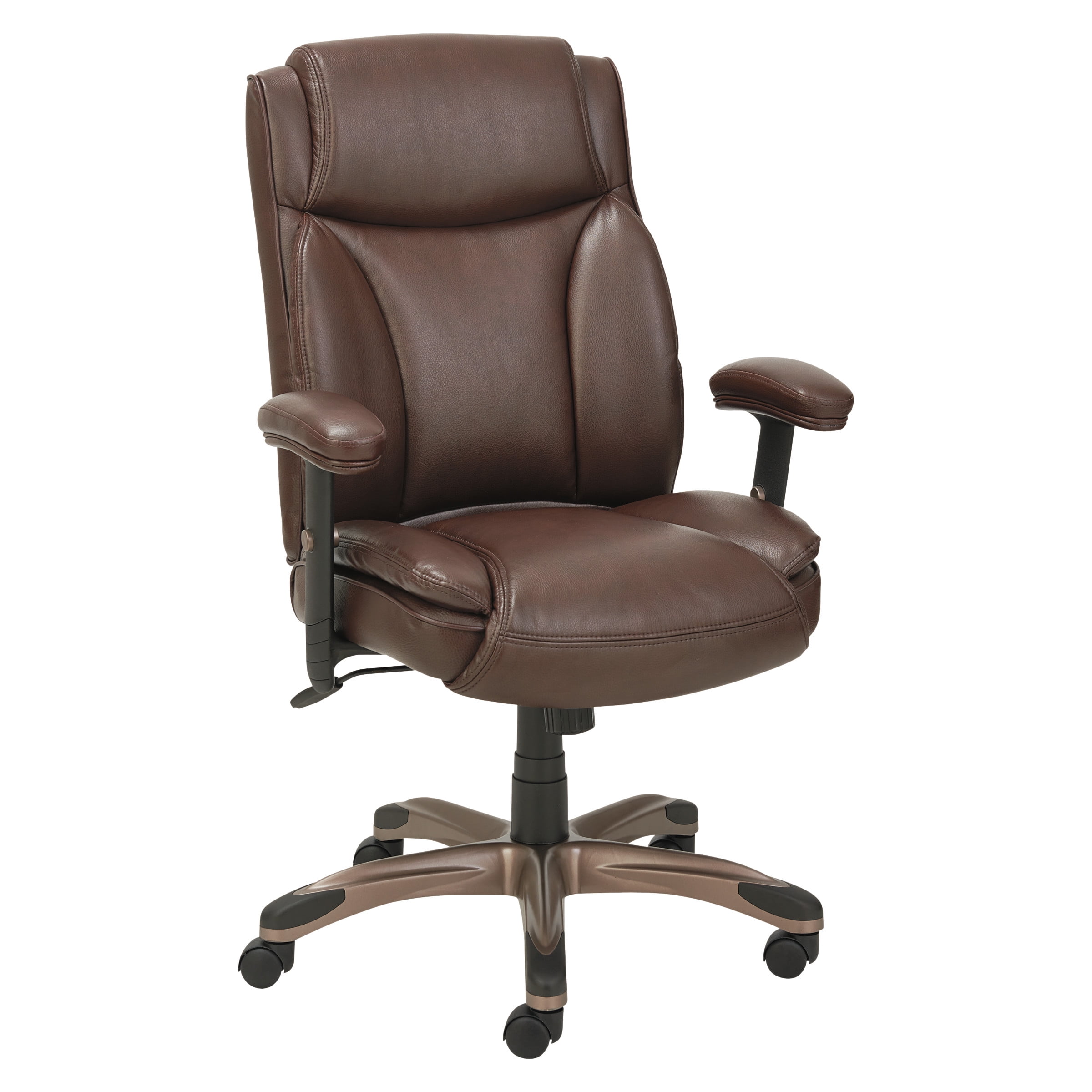Alera Veon Series Leather Mid-Back Manager's Chair, Supports up to 275 lbs., Brown Seat/Brown 