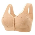 thumbnail image 2 of Feancey Everyday Push Up Bras for Women Front Snap Closure Wireless Brassiere Full Coverage Comfort Support Lace Bralettes Cute Daily Wear Underwear Beige 3XL, 2 of 9