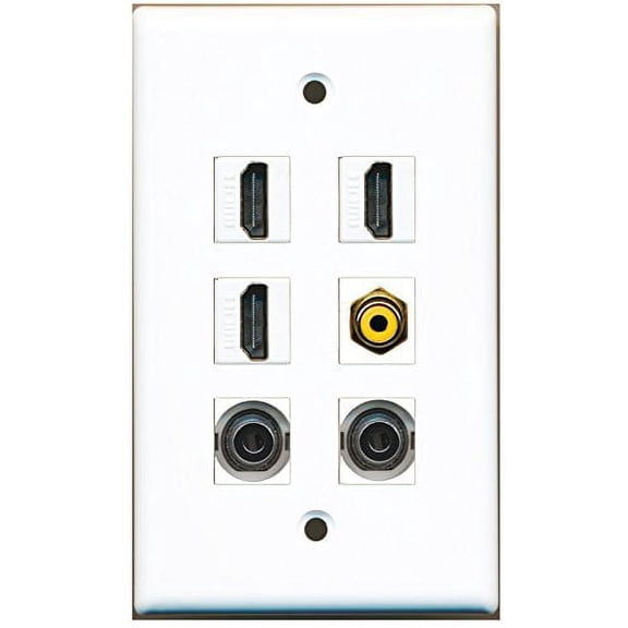RiteAV - 3 HDMI 1 Port RCA Yellow 2 Port 3.5mm Wall Plate