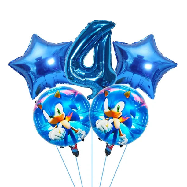 Bola de decoración de Sonic para fiesta de Cumpleaños de Niños, juego de globos con número de dibujos animados, suministros para Baby Shower, juguete para niños, Bola de aluminio, nuevo(5pcs3