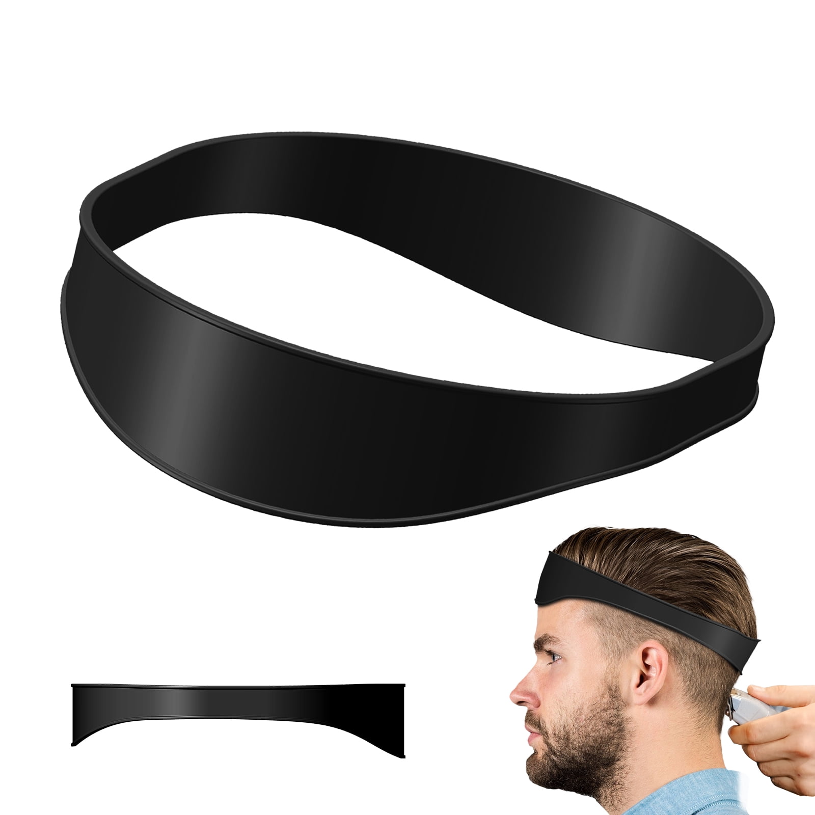 Neckline Shaving Template and Hair Trimming Guide, Curved Silicone Haircut  Band for DIY Home Haircuts - Buzz, Fade and Taper Guide for Clippers  (Black) 
