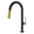 thumbnail image 1 of Fine Fixtures Pull Down Single Handle Kitchen Faucet Gun Black And Satin Brass, 1 of 6