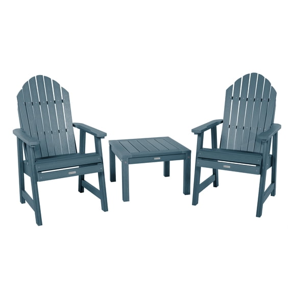 Highwood 3pc Hamilton Deck Set -Two Adirondack Deck Chairs, One Side Table, Outdoor, Eco-friendly, Synthetic Wood
