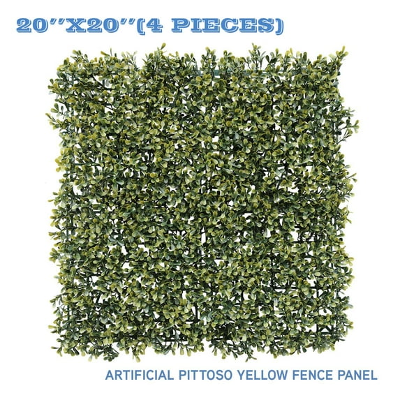 Sunshades Depot Artificial Pittoso-Yellow Fence Panel Green Wall Windscreen Privacy Screen Decorative Ivy Faux Leaves-4Pcs