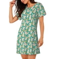 thumbnail image 2 of Kdxio SHIBA WITH FLORAL Pattern Womens Short Sleeve Sleepshirt Scoopneck Cute Nightdress Ruffle Comfy Nightgown, 2 of 6