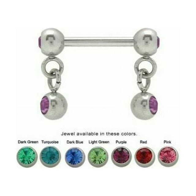 Barre de Mamelon Design à Boule Suspendue Acier Chirurgical 14G 12mm - Paire
