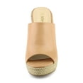 thumbnail image 6 of BLISSFUL STEP Women's Shoes Wedge Heel Open Toe Espadrille Platform Mules Nude 9, 6 of 7