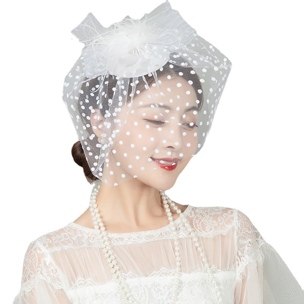 Fascinator Hat Veil Vintage Polka Dot 