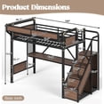 thumbnail image 6 of Bellemave Twin XL Loft Bed with Desk, Metal Loft Bed with Storage & Wardrobe, High Loft Bed with LED Lights & Charaging Station, Heavy Duty Metal Frame with Pegboard & Baskets for Teens Adults, Black, 6 of 13