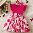thumbnail image 2 of FINALGANG Toddler Children Girls Fly Sleeve Flowers Prints Bowknot Dresses Sundress Headband Suit Kids Daily Wear 2-3 Years, 2 of 9