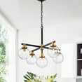 thumbnail image 2 of Warehouse of Tiffany Helana 5-Light Matte Black and Gold Chandelier with Glass Globe Shades, 2 of 3