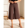 thumbnail image 5 of LMLYSoH Women’s High Rise Capri Pants Elastic Waist Solid Color Loose Fit Cropped Pants Trousers, 5 of 8