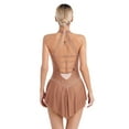 thumbnail image 2 of YONGHS Women's Figure Skating Dress Glittery Rhinestone Halter Strappy Back Ballet Dance Leotard Dusty Pink XL, 2 of 7