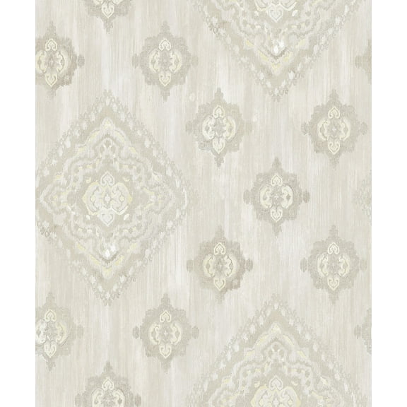 Brewster 2810-SH01072 Advantage Leana Yellow Medallion Wallpaper Yellow