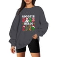 thumbnail image 3 of Gibobby Sudaderas de moda Navidad Mujer Casual Y 2 K Manga Larga Impreso Sudadera Suelta Sin Capucha Cuello Rojoondo Sudadera Blusa (Gris, L), 3 of 4