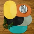 thumbnail image 6 of Hakochia 6 pack Washable Woven Vinyl Placemats Set, Non-Slip Heat-Resistant, Oval Table Mats, 18x12 inches, Easy to Clean, Everyday Meals, Black, 6 of 8