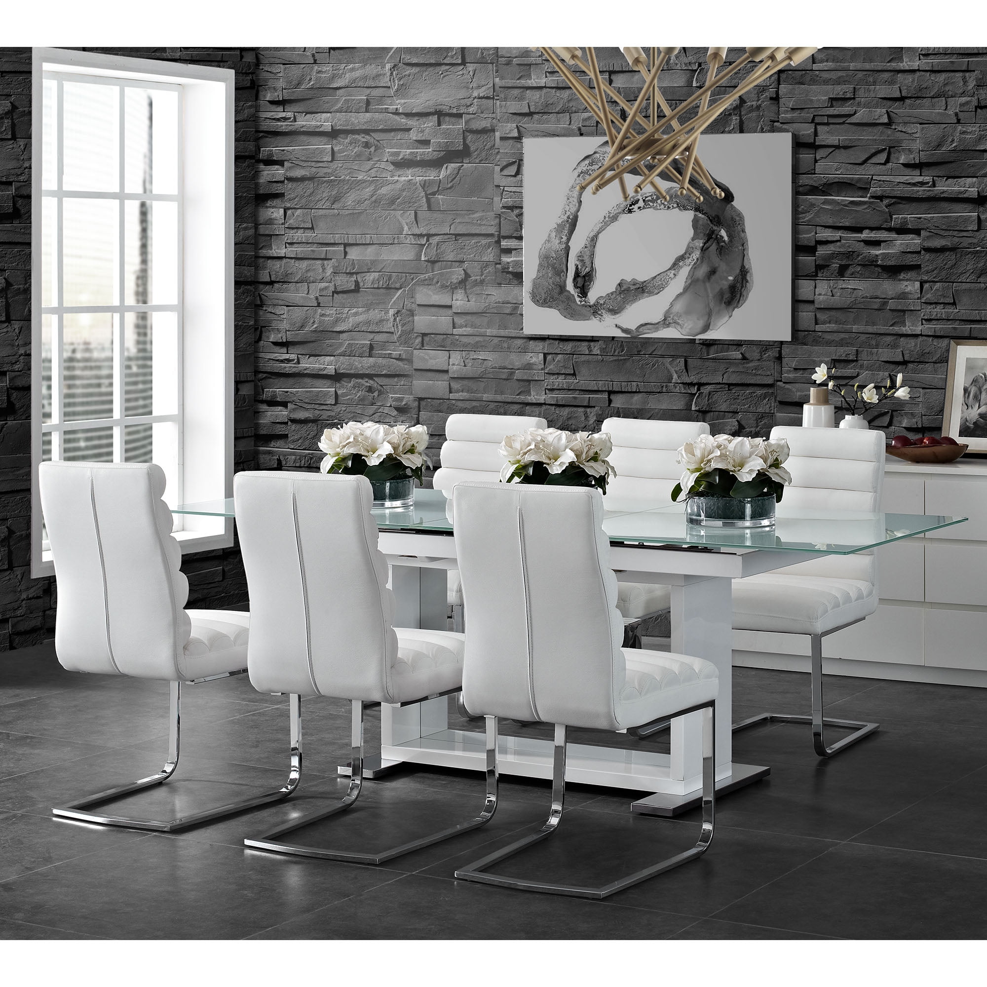 Picket House Furnishings Soho 7-Piece Dining Set in White-Table & Six ...