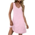 thumbnail image 2 of Mgmyaa Womens Tank Dress Summer Sleeveless Solid Color Casual Sundress V-Neck Pockets Mini Dress, 2 of 7