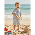 thumbnail image 6 of BemeyourBBs Toddler Baby Boy Summer Clothes Baby Boy Cotton 2 Piece Outfit Dinosaur Bus Lobster Print Short Sleeve Button Down Shirt with Elastic Waist Shorts Set Toddler Boys Summer Outfit, 6 of 9