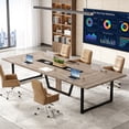 thumbnail image 2 of 8FT Large Conference Table For 10 People Industrial Rectangular Meeting Table With 2 Cable Grommets Sturdy MDF Metal Frame For Home Office Studio Business (Mocha Brown 2PC), 2 of 9