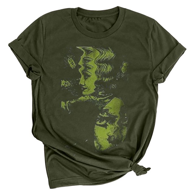Hauts à Imprimé Floral Rétro Manches Courtes Halloween Pull Fluide pour Hommes et Femmes T-Shirt