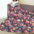 thumbnail image 6 of Sikiie Skull Blue Flower Ultra-Soft Micro flannel Blanket Luxury All Seasons Warm Blanket for Bedding Sofa and Travel (4 sizes)-50"x40", 6 of 7