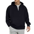 thumbnail image 5 of FYDUU Men's Quarter Zip Hoodie With Pocket Loose Fit Pullover Long Sleeve Drop Shoulder Oversized Hoodies Solid Color Casual Fashion Sweatshirt Casual Hoodie Comfy Tops, 5 of 9