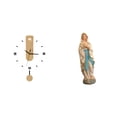 thumbnail image 1 of Reloj de pared redondo de resina acrílica, silencioso, sin , estatua de María, figura religiosa, regalo decorativo, adecuado para sala de estar,, 1 of 8
