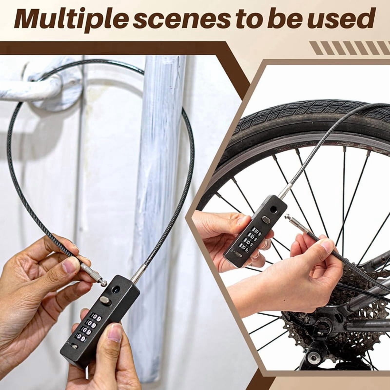 4 Pcs 23-3/5 Inch Steel Rope Cable Locks with Combination 4 Digit Resettable Security Lock for Bikes Lockers