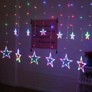 TiFyTofy LED Stars Christmas Hanging Curtain Lights String Xmas Home Party Home Dec MR
