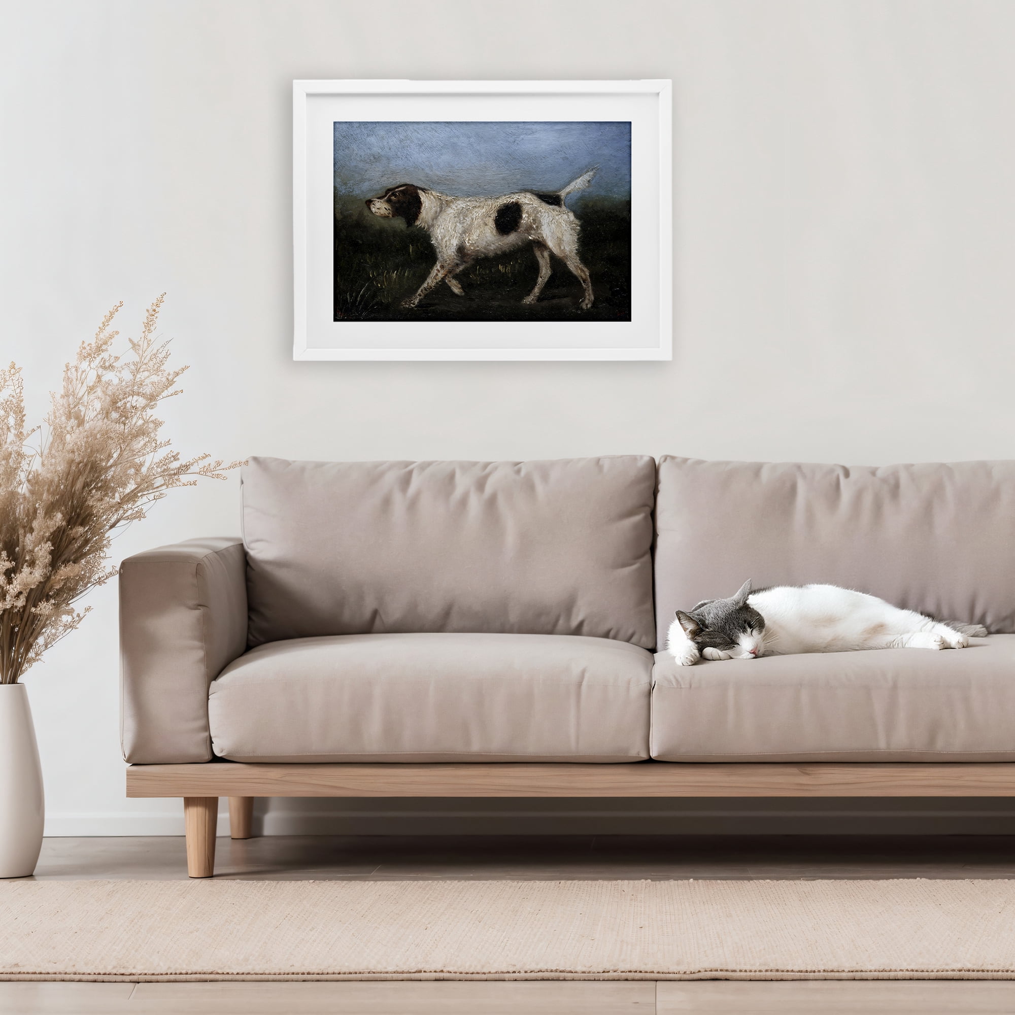 Stupell Industries Alert Hunting Dog in Field White Framed Print Under Glass, design by Arlington Prints