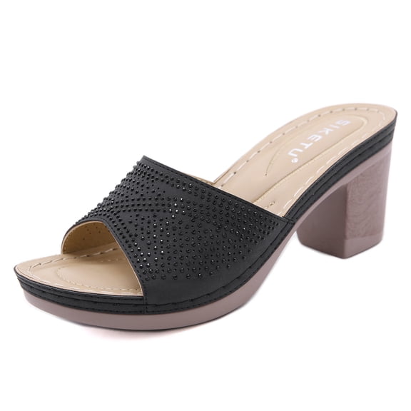 Summer Lady Sandals Open-Toe Women Sandals Slippers Rhinestone High-Heeled Comfort Casual Fashion Flip-flops Female Shoes