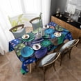 thumbnail image 4 of Easter Blue Eggs Rectangle Tablecloth, Spring Floral Polka Dot Black Waterproof & StainResistant Tablecloth, Washable Oil-proof Table Cover for Dining/Party/Wedding/Camping/Buffet 60x102 In, 4 of 9