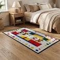 thumbnail image 2 of ODIKA 5'x7' Washable Area Rug Classroom Pencil Schoolgirl Abstract Block Sit School Frame Tossed for Small Living Room, Bedroom, Easy Care, Non-Shedding, Pet Friendly, 2 of 7