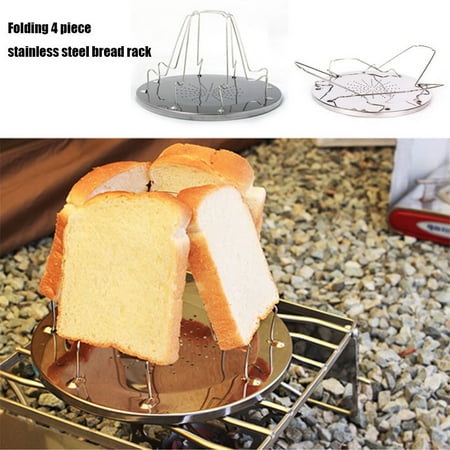 

4 Slice Foldable Stove Bread Toaster Stainless Steel Cookware for Caravan Hiking Camping TOPOINT