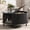 Black Round, variant on Round Coffee Table with Hidden Storage and Flip Top Oak Round 31.5" Diameter Mid-Century Fluted Engineered Wood Table with Solid Legs 17.7" H Model FUZB005-3