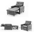 thumbnail image 7 of 3 in 1 Convertible Sofa Bed Chair,Modern Linen Folding Futon Sofa Bed with USB Ports and Adjustable Backrest,2 Cupholders,Single Recliner Lounger Sleeper Chair for Small Space,Living Room,, 7 of 7