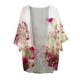 thumbnail image 4 of Cardigan For Women Trendy Floral Print 3/4 Sleeve Kimono Loose Fit Blouses Cover Up Chiffon Casual Open Front Shrugs, 4 of 4