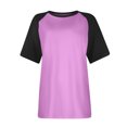 thumbnail image 5 of Timegard Hauts Grande Taille pour Femmes Col Rond Épaules Tombantes Bloc de Couleur Décontracté Confortable T-Shirts à Manches Courtes, 5 of 5