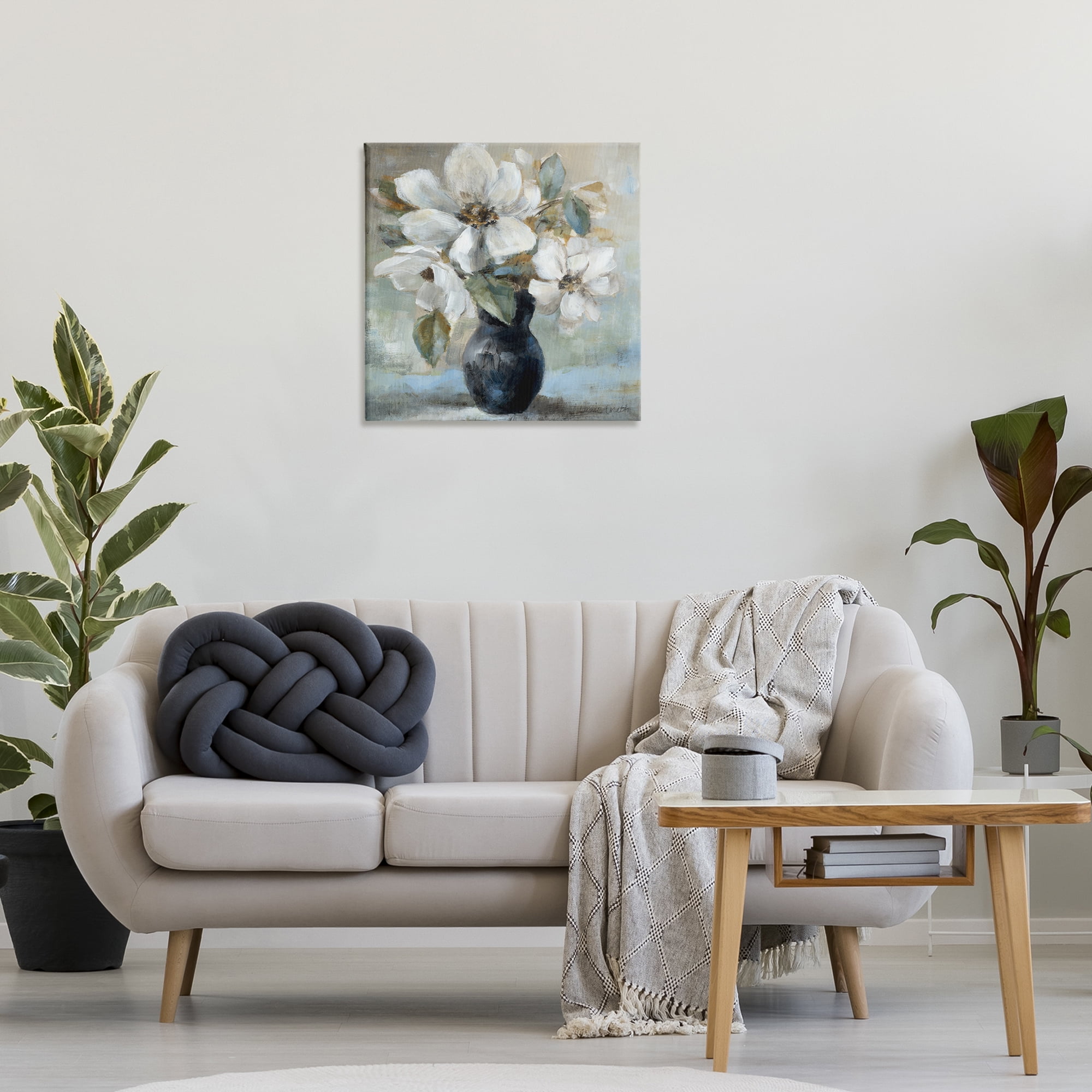 Stupell Industries Flowers in Black Vase Plants & Flowers Painting Wrapped Canvas Art Print Wall Art, 24 x 24