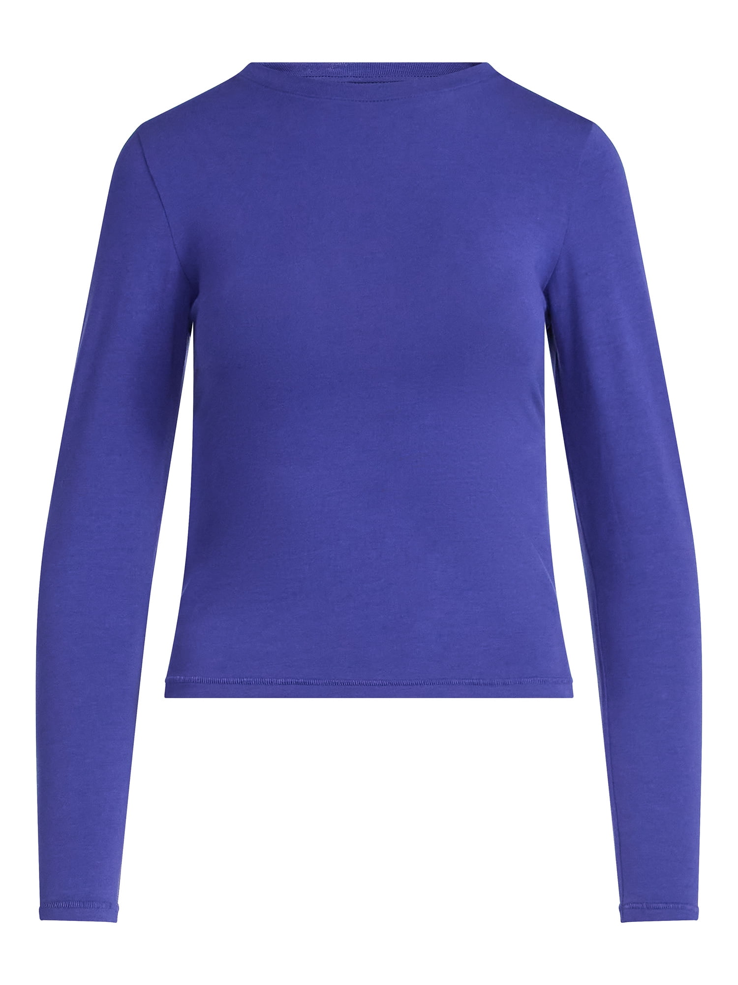 Scoop Women’s Stretch Cotton Blend Crewneck Tee with Long Sleeves, Sizes XS-XXL
