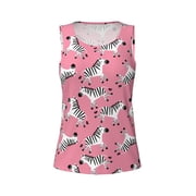 Picia Cute Cartoon Zebra Pattern Womens Workout Tank Top,Breathable Activewear,Slim Fit Athletic Top,Versatile Workout Moisture-wicking top-Large