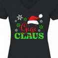 thumbnail image 4 of Inktastic Gigi Claus with Christmas Santa Hat and Snowflakes Women's V-Neck T-Shirt, 4 of 5