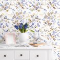 thumbnail image 5 of VEELIKE Floral Peel and Stick Wallpaper Blue Gold Wildflowers Floral Wallpaper for Bedroom 17.7"x118" Vintage Floral Contact Paper Self Adhesive Removable Wallpaper for Walls Cabinets Shelf Liners, 5 of 8